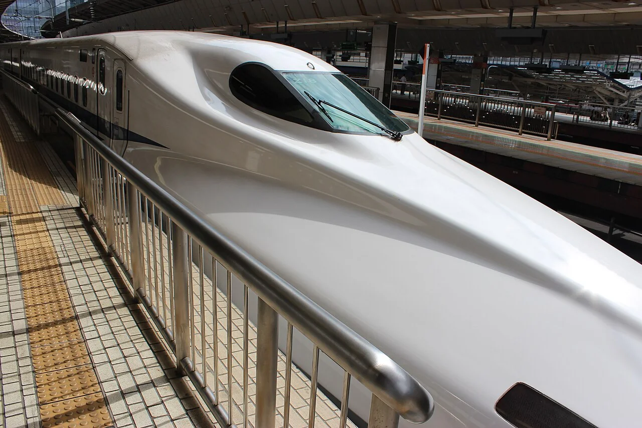 Shinkansen trains at Tokyo Station, photographed in 2012