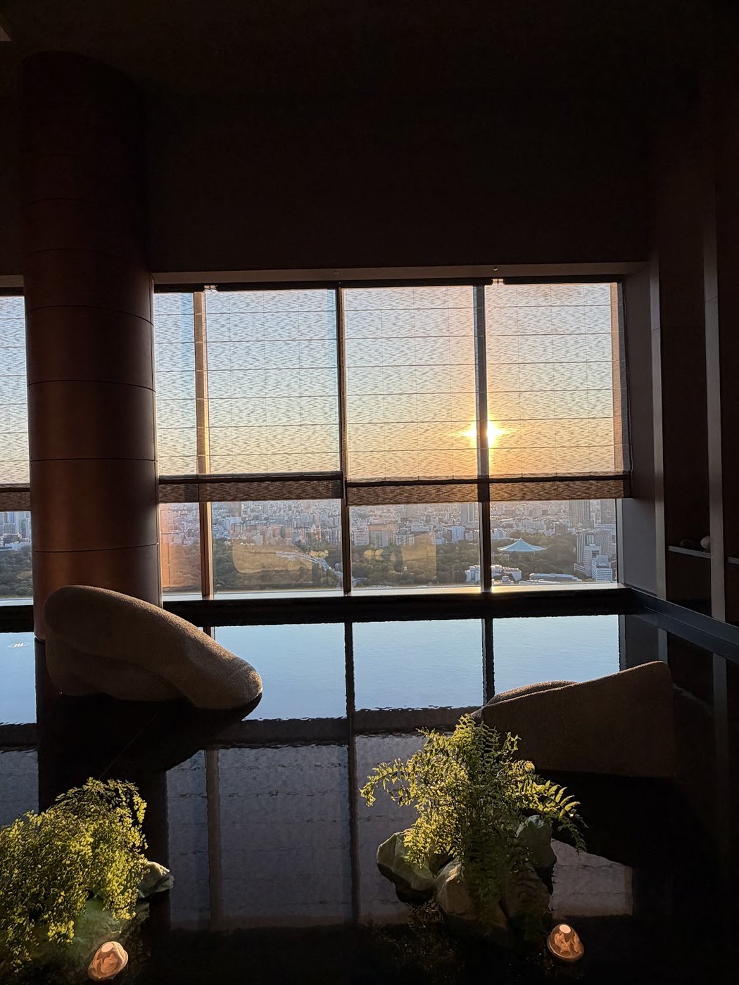 Sunset over Tokyo from a Four Seasons guest room
