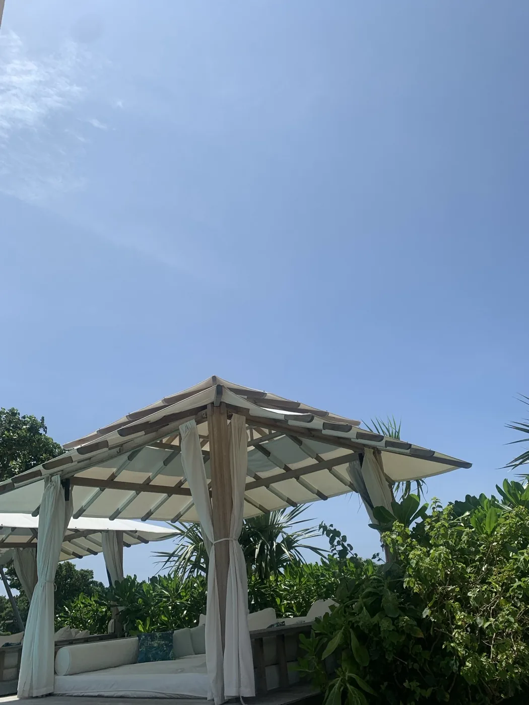A shaded pavilion by the sea in Ishigaki
