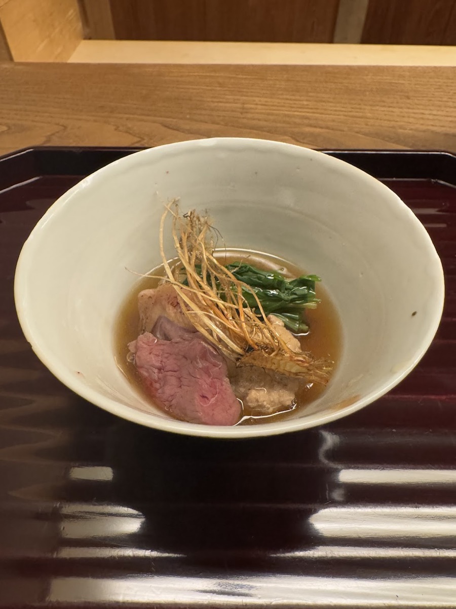 A kaiseki course plated on ceramic
