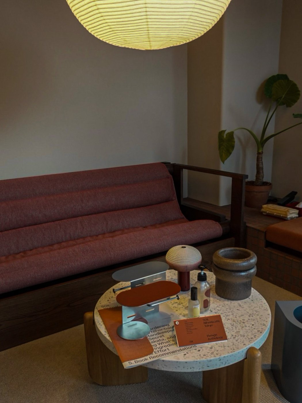 Low seating and warm lighting at SOIL Nihonbashi