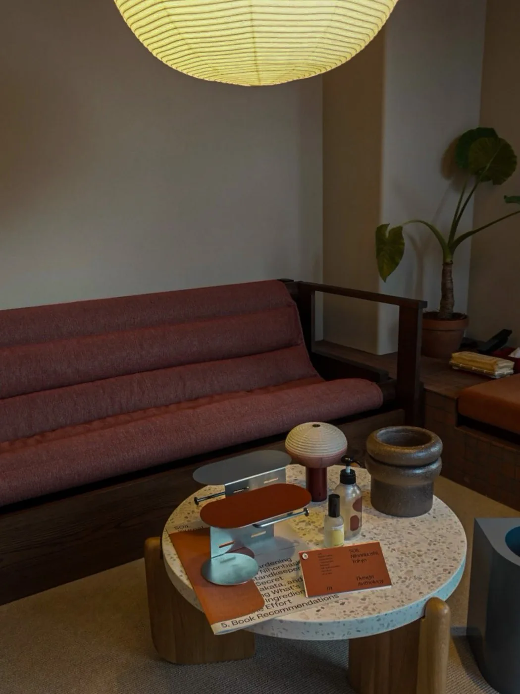 Low seating and warm lighting at SOIL Nihonbashi